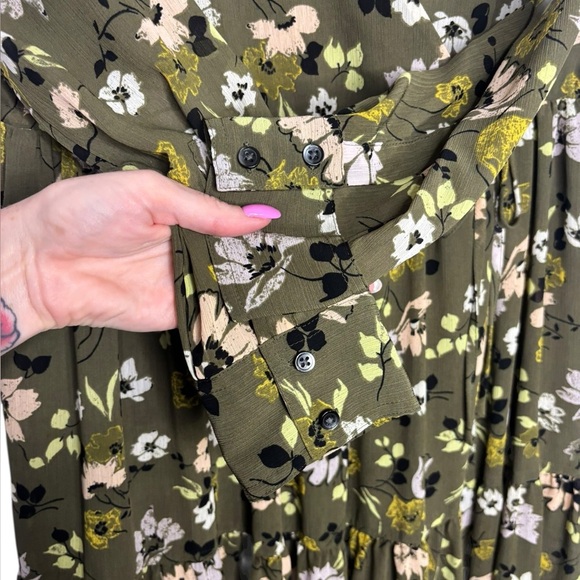 Madewell Flowy Green Floral Cinch-Waist Tiered Midi Dress in Wildblooms Size XS - Picture 8 of 16